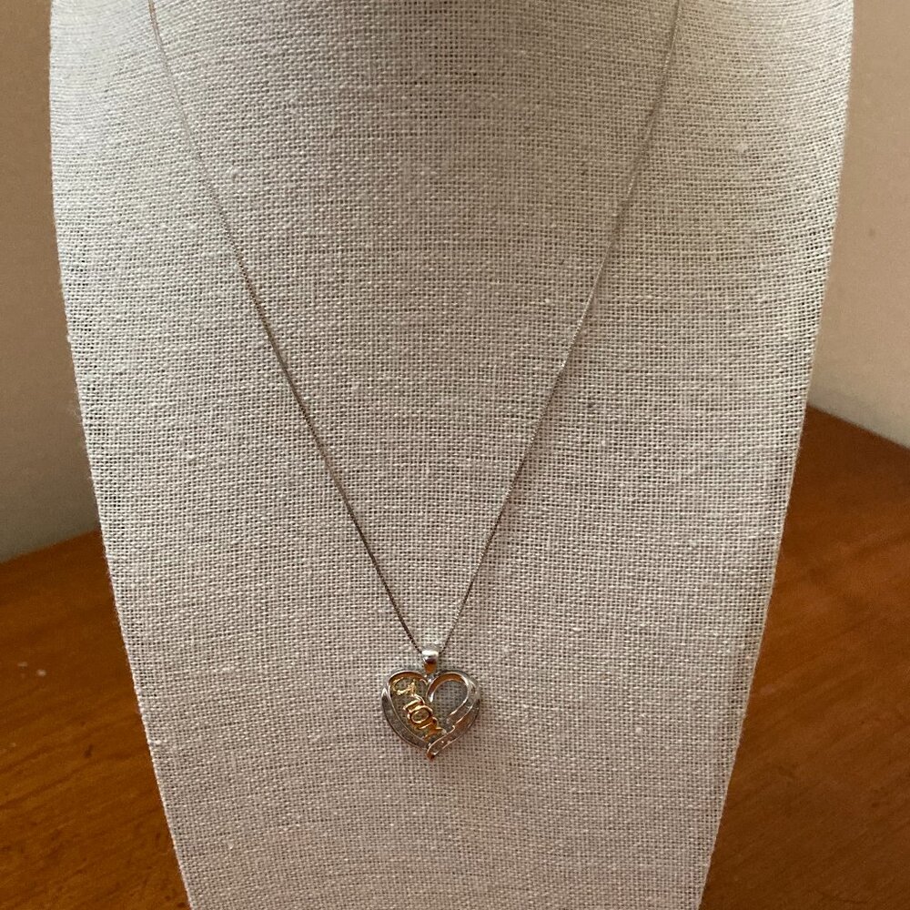 Sterling Silver Mon Heart Diamond Pendant Necklace 18"